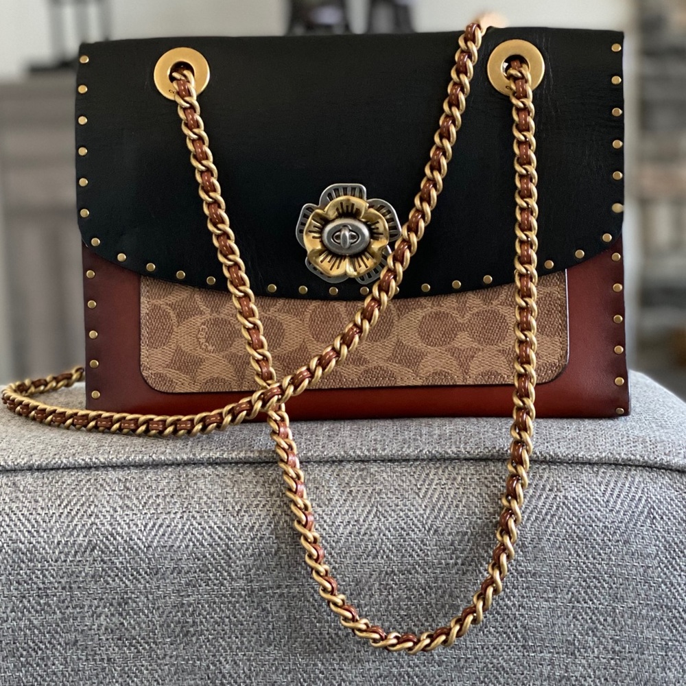 Coach Parker Leather Bag with Rivets